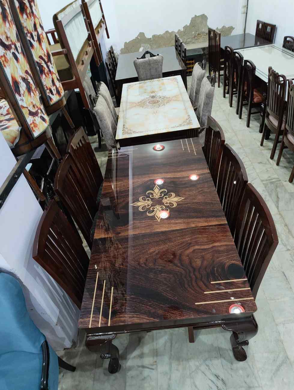 Modern Walnut Finish Dining Set - Jain Furniture Ajmer